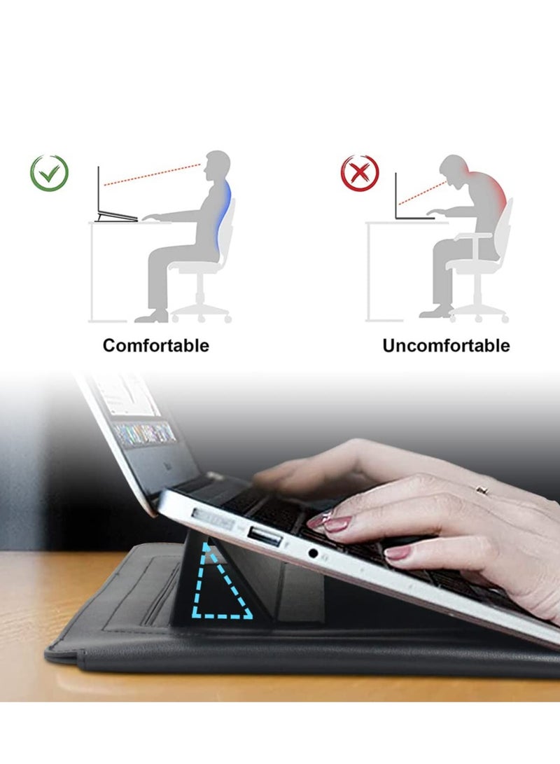 13-13.3 Inch Laptop Sleeve Case with Stand Slim Laptop Carrying Case Waterproof Leather Computer Protective Cover Bag for 13/13.3" MacBook Air/Pro with Pouch (A2681/A1932) - Image 3