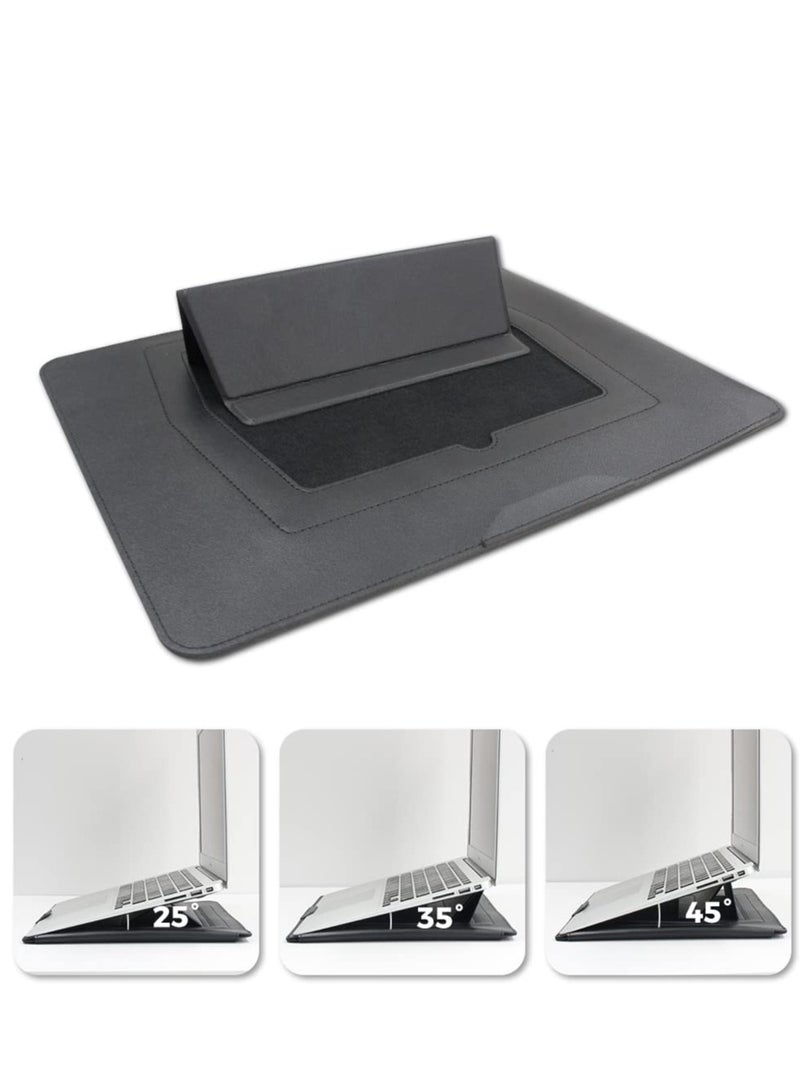 13-13.3 Inch Laptop Sleeve Case with Stand Slim Laptop Carrying Case Waterproof Leather Computer Protective Cover Bag for 13/13.3" MacBook Air/Pro with Pouch (A2681/A1932) - Image 4