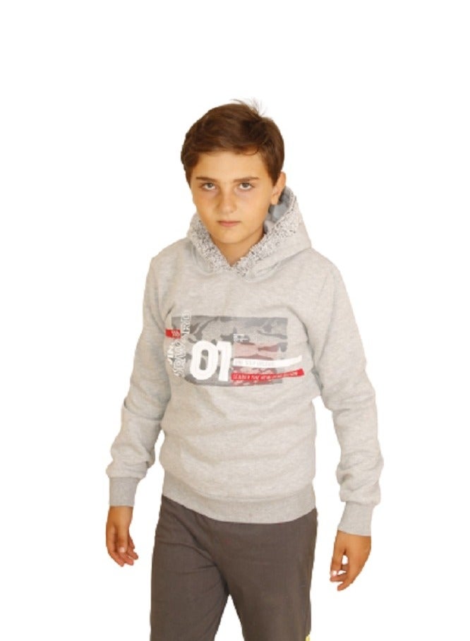 lecoo Boys youth hoodie sweatshirt - Melton 100% cotton - Winter sweatshirt - Image 2