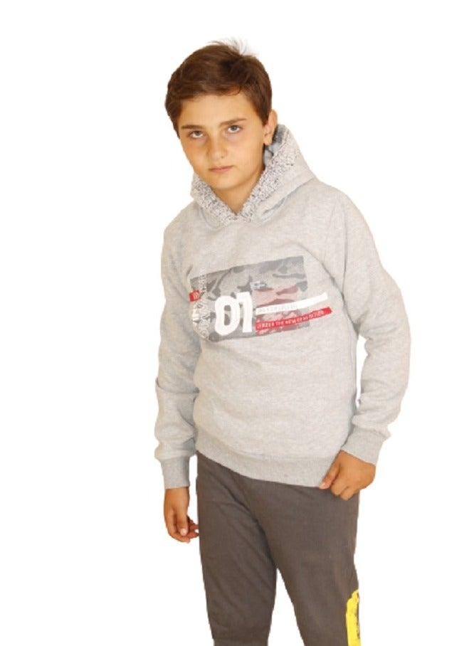 lecoo Boys youth hoodie sweatshirt - Melton 100% cotton - Winter sweatshirt - Image 3