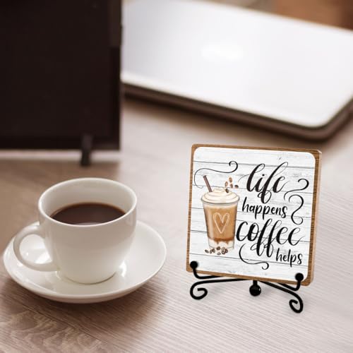 Toerifer Coffee Lover Gifts for Women Men, Funny Coffee Bar Accessories, Table Decorations Supplies, Desk Shelf Cubicles for Bar Decoration Plaque Gifts - Image 4