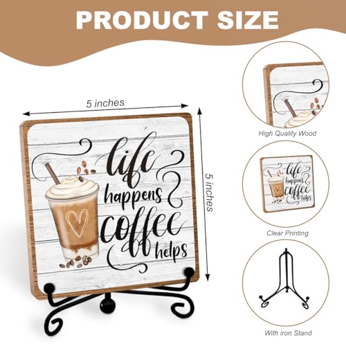 Toerifer Coffee Lover Gifts for Women Men, Funny Coffee Bar Accessories, Table Decorations Supplies, Desk Shelf Cubicles for Bar Decoration Plaque Gifts - Image 2