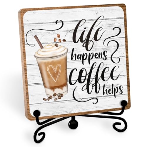 Toerifer Coffee Lover Gifts for Women Men, Funny Coffee Bar Accessories, Table Decorations Supplies, Desk Shelf Cubicles for Bar Decoration Plaque Gifts - Image 1