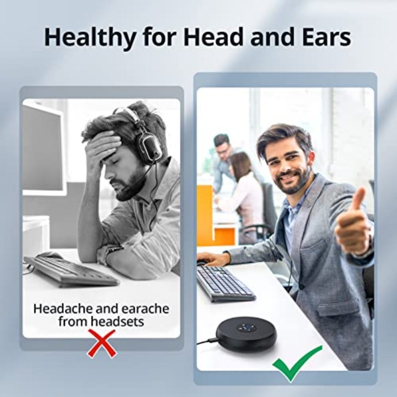مكبر صوت USB لاجتماعات Zoom/Teams، هيكل من سبائك الألومنيوم، أسود غير لامع، ميكروفون 360 AI مع تقليل الضوضاء، إلغاء الصدى، التوصيل والتشغيل لـ 5-8 أشخاص - Image 2