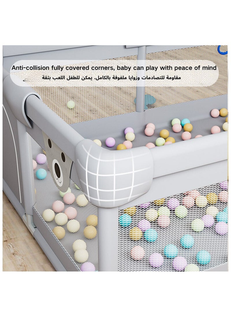 AIYISHI Baby Playpen Fence With Playmat, Infant Indoor And Outdoor Kids Activity Center With crawling mat，50 Pieces Ocean Balls,Basket ,Hand pull ring 120x150CM/150*180CM  - Image 4