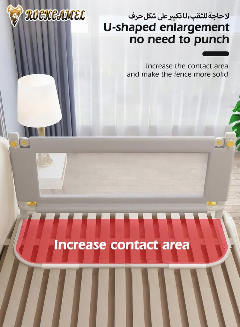 ROCKCAMEL درابزين أمان للسرير - حاجز جانبي آمن بعرض 180 سم، بارتفاع قابل للتعديل، سياج معزّز محسّن بدون فواصل للأطفال الصغار، بإطار L الشكل العالمي (قطعة واحدة لكل جانب، بعرض 1.8 متر) - Image 5