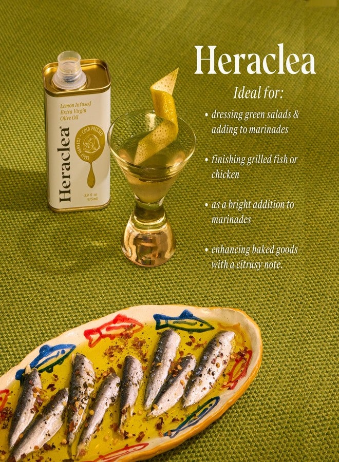 Heraclea - Lemon Infused - Extra Virgin Olive Oil - Organic Olive Oil - Extra Virgin - Cold Pressed - Polyphenol Rich EVOO - 5.9oz Bottle - Image 4