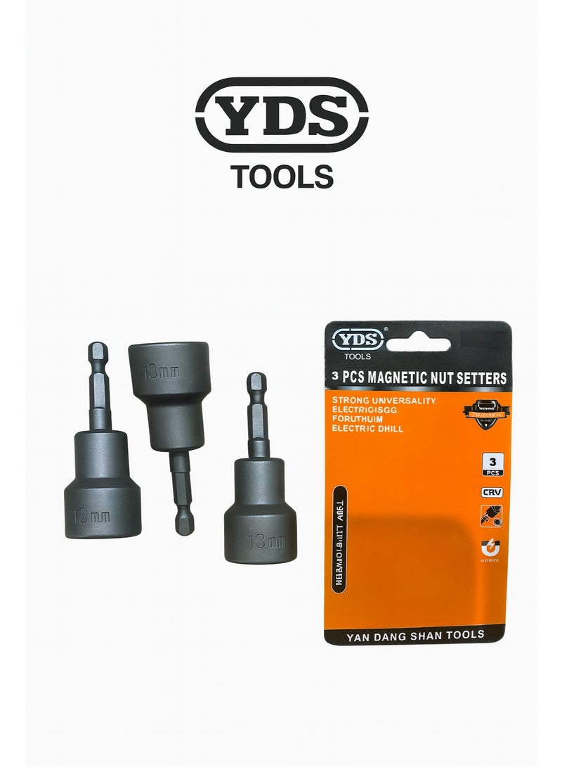 YDS 3-Pcs Magnetic Nut Socket Set 19mm for Drill & Impact Driver – CR-V Steel – Model 10006078 – YDS Brand - Image 2