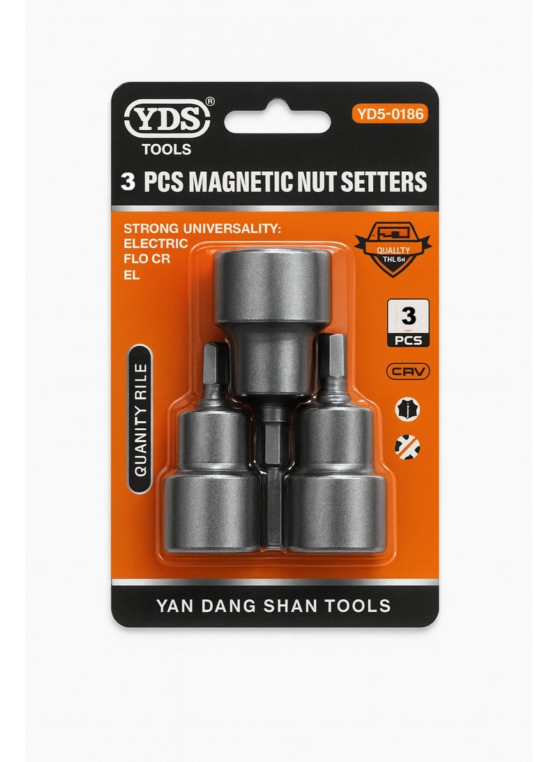 YDS 3-Pcs Magnetic Nut Socket Set 19mm for Drill & Impact Driver – CR-V Steel – Model 10006078 – YDS Brand - Image 3