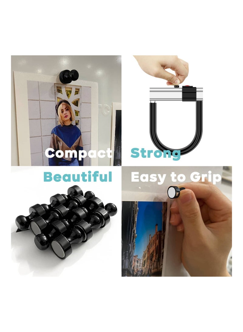 12pcs Heavy Duty Metal Magnetic Push Pins - Strong Thumb Tacks for Fridge, Whiteboard, Office u0026 Kitchen (Black) - Perfect for Magnet Board u0026 Maps - Image 3