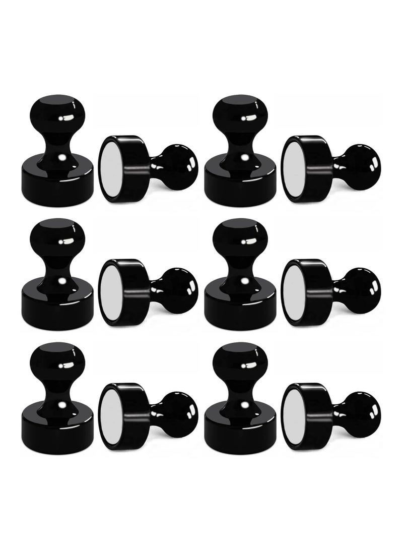 12pcs Heavy Duty Metal Magnetic Push Pins - Strong Thumb Tacks for Fridge, Whiteboard, Office u0026 Kitchen (Black) - Perfect for Magnet Board u0026 Maps - Image 1