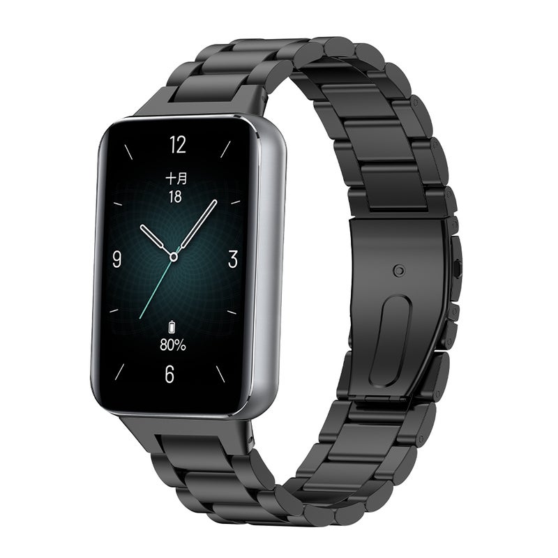 erorex For Honor Band 9 Three Strains Metal Watch Band(Black) - Image 1