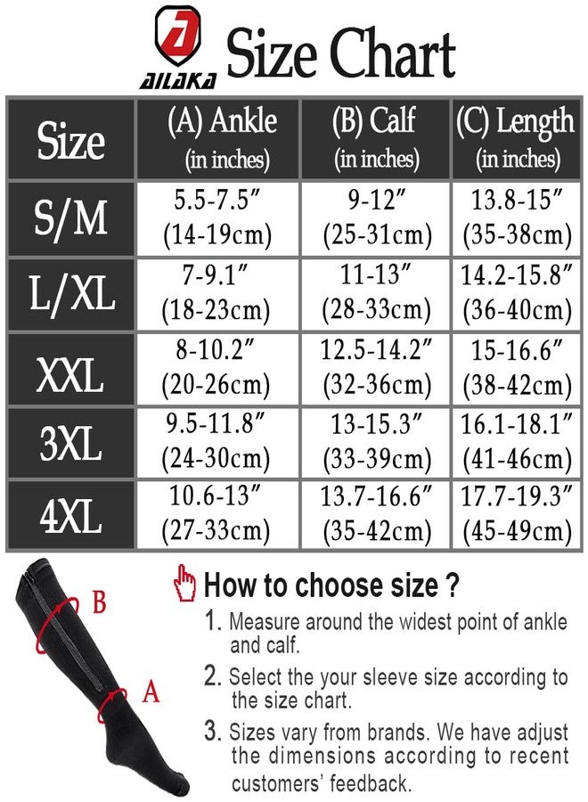 Ailaka Medical 15-20 mmHg Zipper Compression Socks Women Men - Image 3