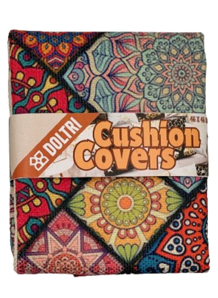 Doltri Cushion Covers Mandala Bohemian Square Pillowcases 20x20 inch Floral Pattern Throw Cushion & Pillow Case Decorative for Livingroom Office Sofa Car Garden (Small Square)  - Image 2