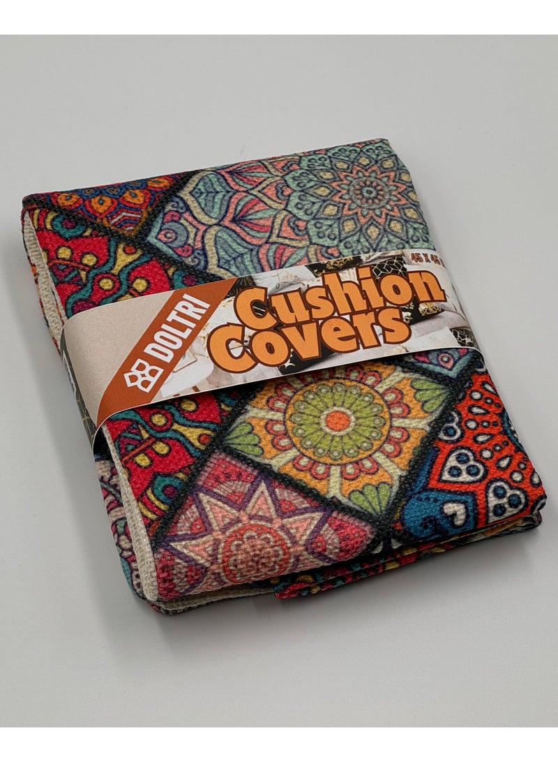 Doltri Cushion Covers Mandala Bohemian Square Pillowcases 20x20 inch Floral Pattern Throw Cushion & Pillow Case Decorative for Livingroom Office Sofa Car Garden (Small Square)  - Image 3