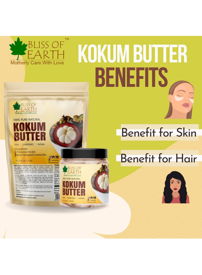 BLISS OF EARTH 100% Pure Natural Kokum Butter Raw Unrefined Indian Great For Moisturized Skin Nourishing Hair Stretch Mark DIY Product PETA Approved 100gm - Image 5