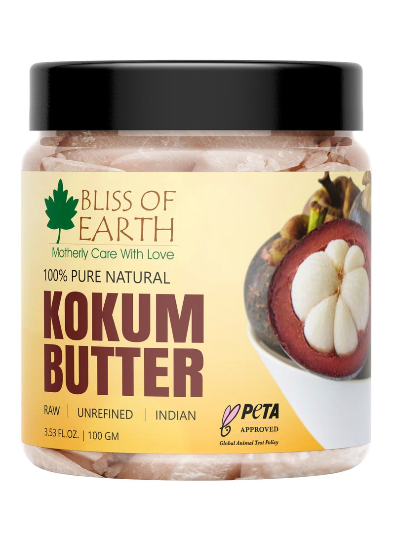 BLISS OF EARTH 100% Pure Natural Kokum Butter Raw Unrefined Indian Great For Moisturized Skin Nourishing Hair Stretch Mark DIY Product PETA Approved 100gm - Image 1