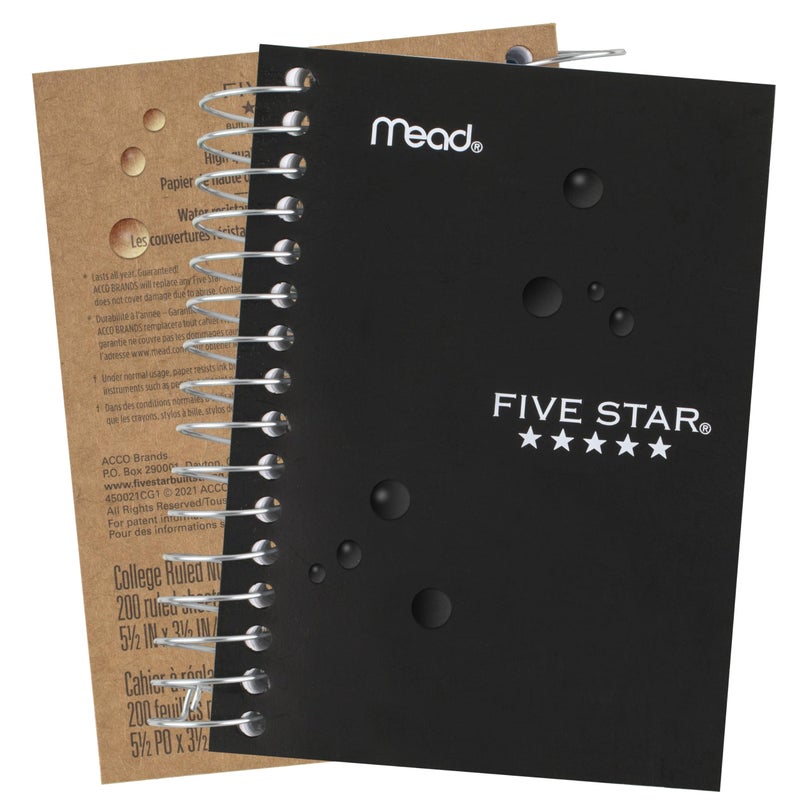 Five Star Spiral Notebook, 6 Pack, College Ruled Paper, Fat Lil' Pocket Notebooks, 3-1/2" x 5-1/2", 200 Sheets, Assorted Colors (38027) - Image 4