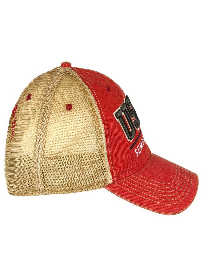 7.62 Design USMC 'Semper Fidelis' Vintage Trucker Hat Red - Image 3