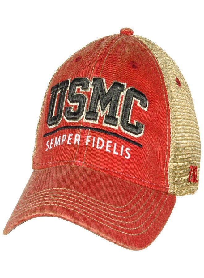 7.62 Design USMC 'Semper Fidelis' Vintage Trucker Hat Red - Image 1