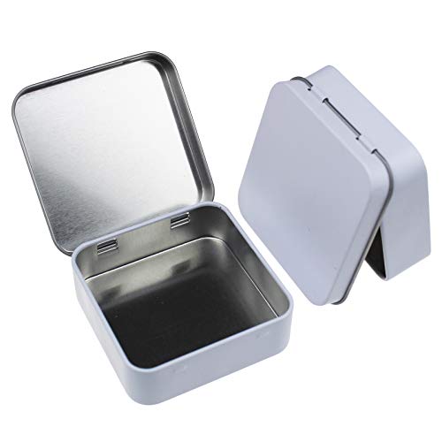 Goodma 12 Pieces Square Metal Empty Tins Home Storage Containers Organizer Mini Box with Hinged Lid, 2.76 x 2.76 x 0.79 inch (White) - Image 3