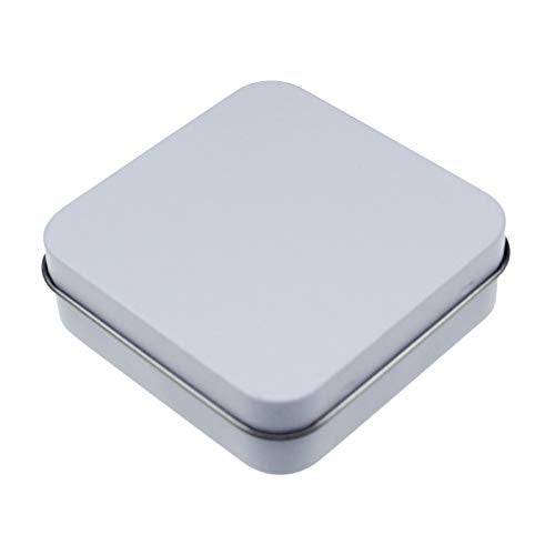 Goodma 12 Pieces Square Metal Empty Tins Home Storage Containers Organizer Mini Box with Hinged Lid, 2.76 x 2.76 x 0.79 inch (White) - Image 2