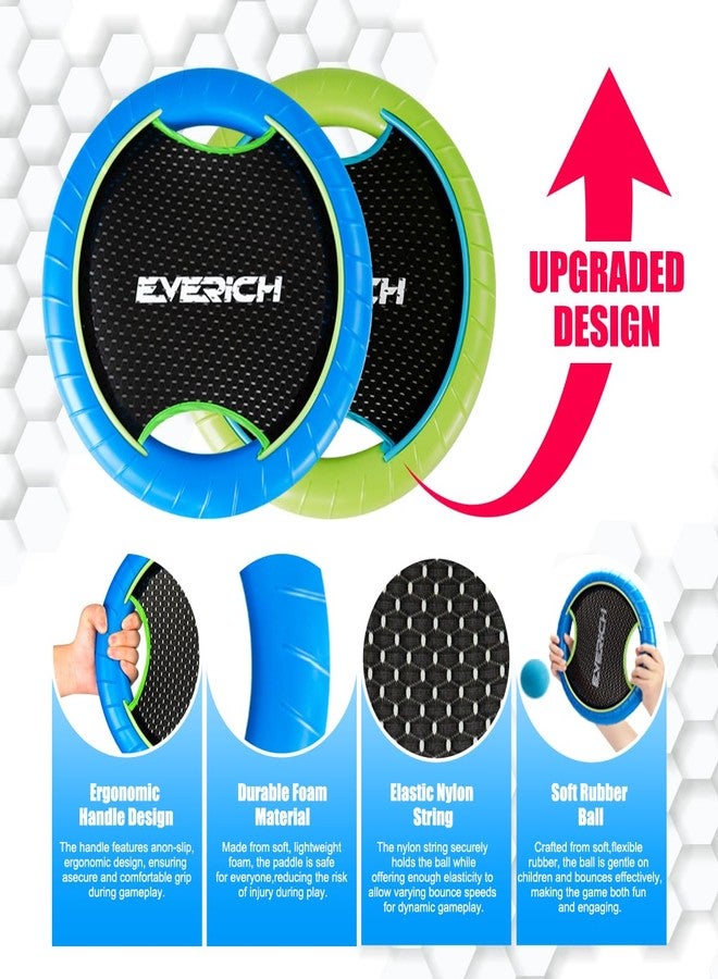 EVERICH TOY Bouncy Paddle Ball Game for Kids with 4 EVA Foam Trampoline Paddles and 8 Balls, Stringy Ball Toss and Catch Set for Indoor Outdoor Beach Pool Backyard Play, Flying Disc Gift for Boys & Girls - Image 3