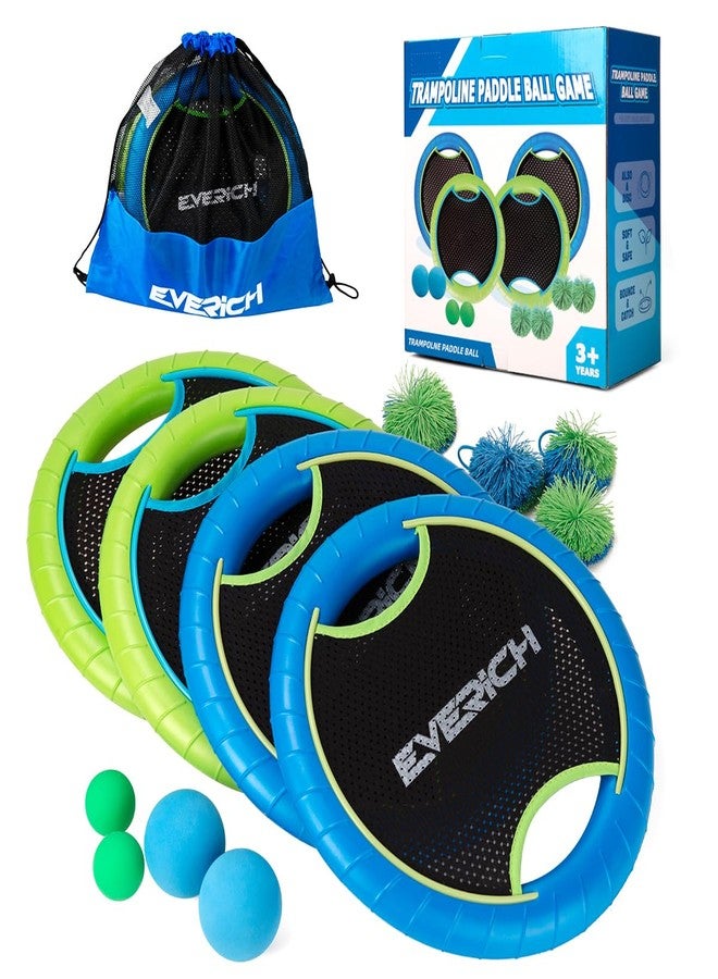 EVERICH TOY Bouncy Paddle Ball Game for Kids with 4 EVA Foam Trampoline Paddles and 8 Balls, Stringy Ball Toss and Catch Set for Indoor Outdoor Beach Pool Backyard Play, Flying Disc Gift for Boys & Girls - Image 1