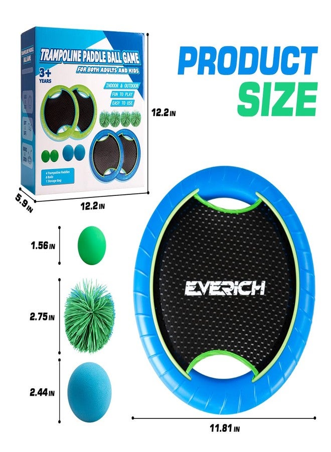 EVERICH TOY Bouncy Paddle Ball Game for Kids with 4 EVA Foam Trampoline Paddles and 8 Balls, Stringy Ball Toss and Catch Set for Indoor Outdoor Beach Pool Backyard Play, Flying Disc Gift for Boys & Girls - Image 2