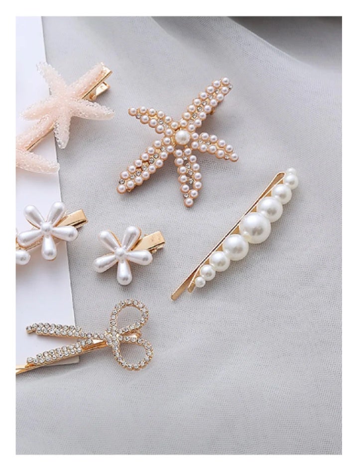 اكسسوارات شعر السيدات الأنيقة 7pcs التي تتميز بالفساتين على شكل مربع الزهور جميلة جدا. مقاطع شعر فاخرة و دبابيس شعر بيضاء ساحرة - Image 3