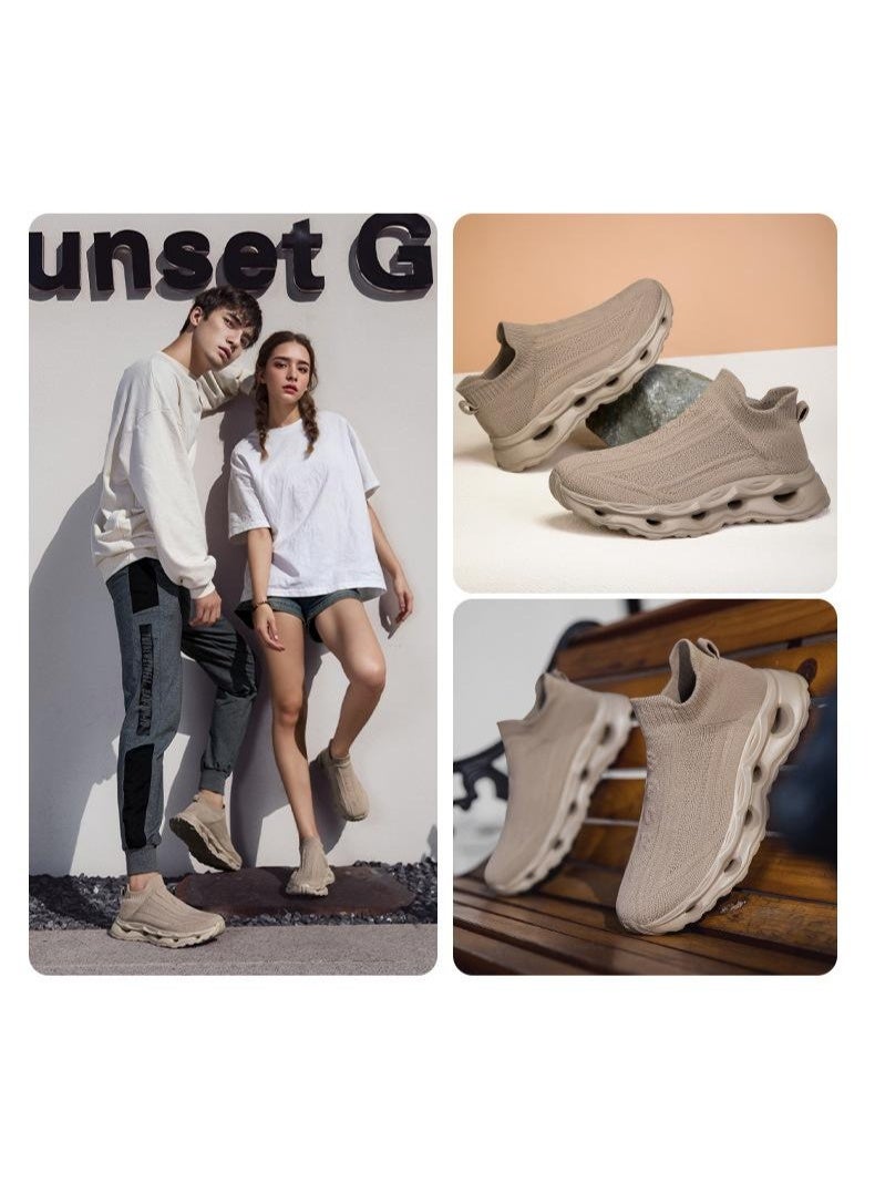 NIBEMINENT Classic Knit Couples Sneakers Lightweight High Top Socks Shoes Women Fashion Casual Slip-on Platform Men's Running Shoes - Image 2