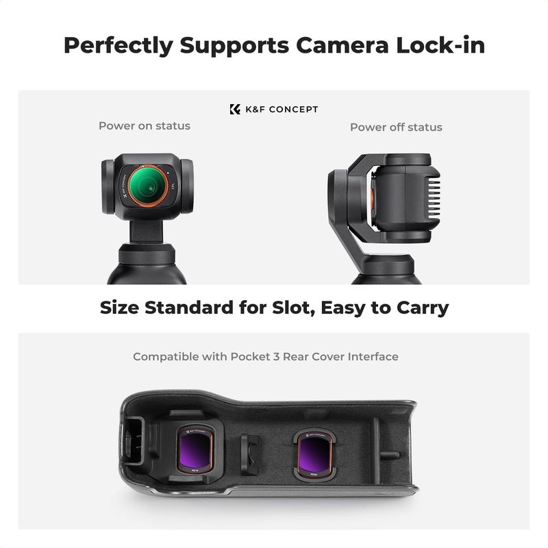 K&F CONCEPT K-Series CPL ND Filter Kit Compatible with DJI OSMO Pocket 3 Creator Combo Accessories, CPL ND16 ND64 ND256 Magnetic Action Camera Neutral Density Polarising Filters HD Optical Glass - Image 3