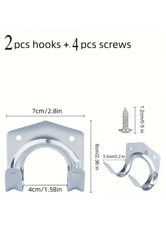 2pcs Heavy Metal Wall Hanging Tool Rack Set with Double Hooks Industrial Garage Garden Organizer - Image 4