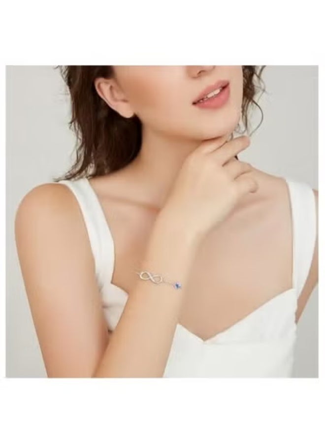 سوار تعويذة حجر الميلاد قلب اللانهاية للنساء، سوار رابط قابل للتعديل، هدية مجوهرات مثالية ليوم الأم، الذكرى السنوية، أو عيد الميلاد للزوجة، الصديقة، أو لها - Image 2