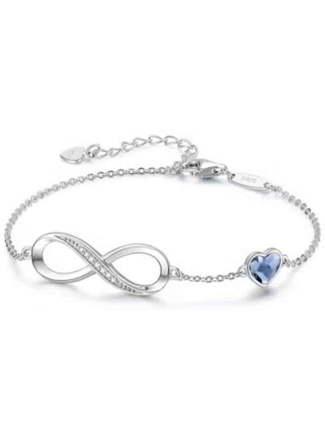 سوار تعويذة حجر الميلاد قلب اللانهاية للنساء، سوار رابط قابل للتعديل، هدية مجوهرات مثالية ليوم الأم، الذكرى السنوية، أو عيد الميلاد للزوجة، الصديقة، أو لها - Image 1