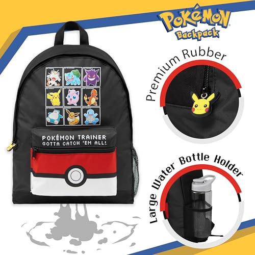 Pokemon Backpack for Kids Teens Boys Girls Pikachu Anime Bookbag Daypack Bag School Sports Gifts for Kids (Black/Red) - Image 3