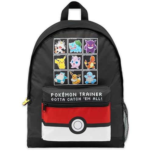 Pokemon Backpack for Kids Teens Boys Girls Pikachu Anime Bookbag Daypack Bag School Sports Gifts for Kids (Black/Red) - Image 1