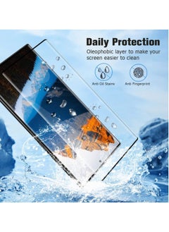 HuHa [2+2 Pack] S23 Ultra Glass Screen Protector, HD Clear 9H Tempered Glass Scratch Resistant, Fingerprint Unlock, 3D Curved, Bubble-Free  - Image 3