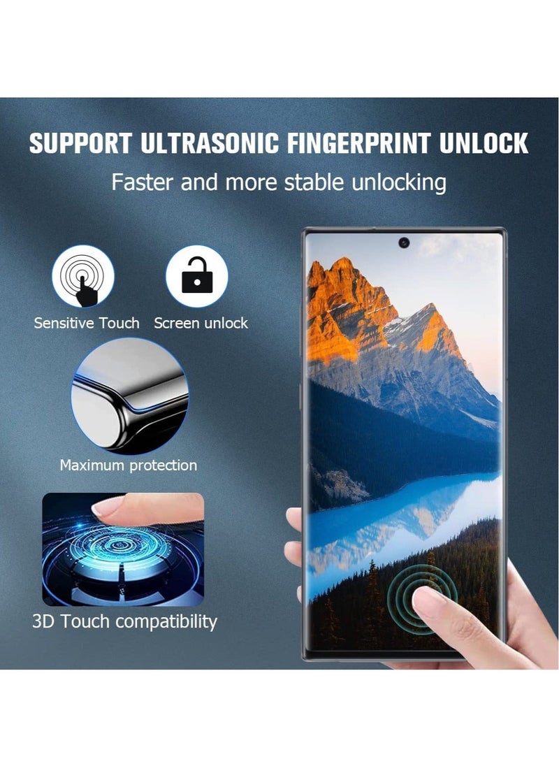 HuHa [2+2 Pack] S23 Ultra Glass Screen Protector, HD Clear 9H Tempered Glass Scratch Resistant, Fingerprint Unlock, 3D Curved, Bubble-Free  - Image 4