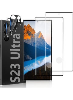 HuHa [2+2 Pack] S23 Ultra Glass Screen Protector, HD Clear 9H Tempered Glass Scratch Resistant, Fingerprint Unlock, 3D Curved, Bubble-Free  - Image 1