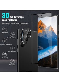 HuHa [2+2 Pack] S23 Ultra Glass Screen Protector, HD Clear 9H Tempered Glass Scratch Resistant, Fingerprint Unlock, 3D Curved, Bubble-Free  - Image 2