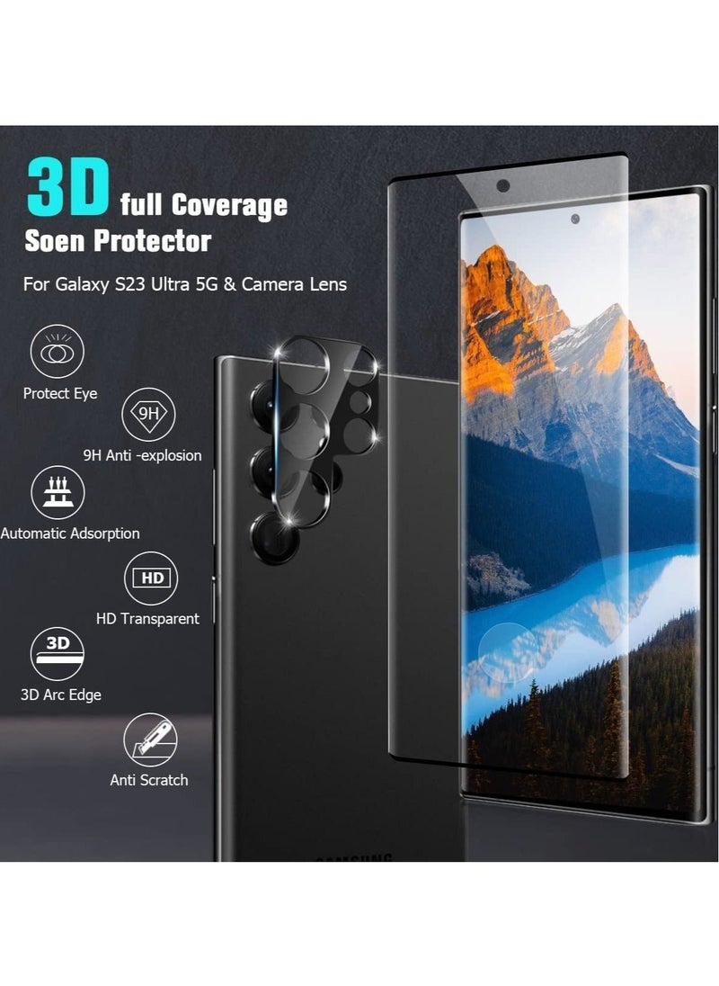 HuHa [2+2 Pack] S23 Ultra Glass Screen Protector, HD Clear 9H Tempered Glass Scratch Resistant, Fingerprint Unlock, 3D Curved, Bubble-Free  - Image 2