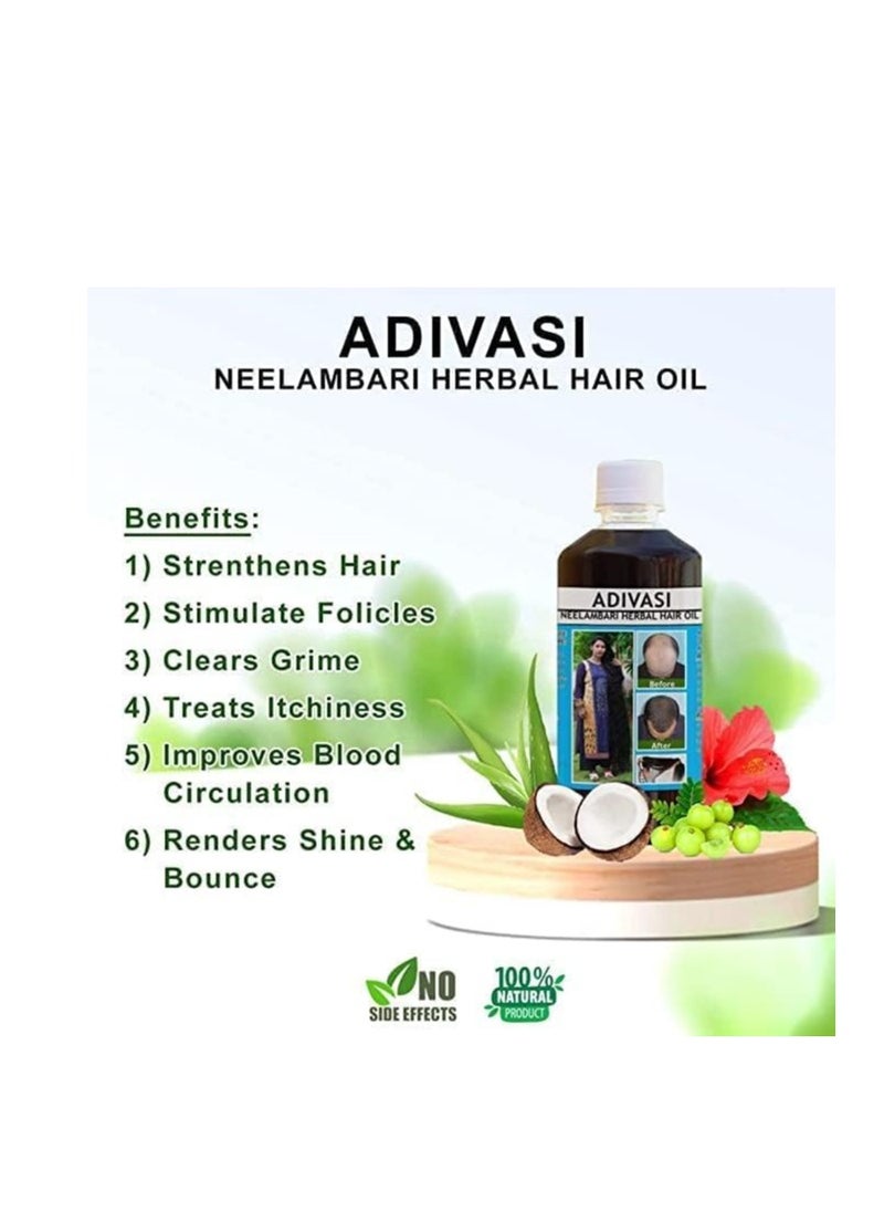 Adivasi Neelambari Ayurvedic Hair Care Adivasi Herbal Hair Oil Made By Pure Adivasi Ayurvedic Herbs, 500Ml  - Image 4