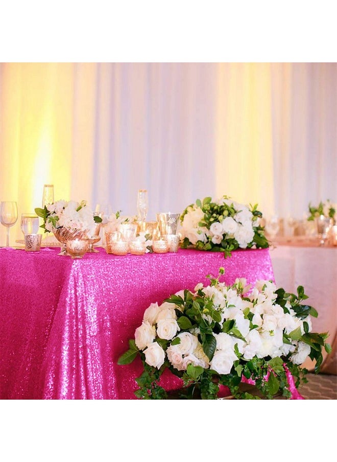 ShinyBeauty 60X102Inchhot Pinksequin Rectangular Tablecloth For Party Cake Dessert Table Polyester Tablecloth Rectangle Outdoor Tablecloth Fuchsia Tablecloth 102Inch Long Tablecloth  - Image 1