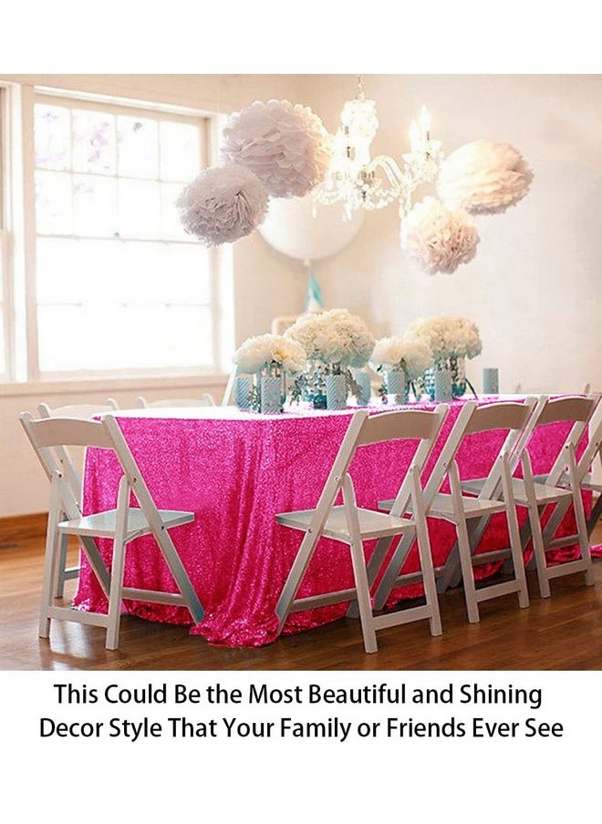 ShinyBeauty 60X102Inchhot Pinksequin Rectangular Tablecloth For Party Cake Dessert Table Polyester Tablecloth Rectangle Outdoor Tablecloth Fuchsia Tablecloth 102Inch Long Tablecloth  - Image 4