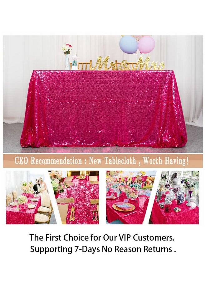ShinyBeauty 60X102Inchhot Pinksequin Rectangular Tablecloth For Party Cake Dessert Table Polyester Tablecloth Rectangle Outdoor Tablecloth Fuchsia Tablecloth 102Inch Long Tablecloth  - Image 5
