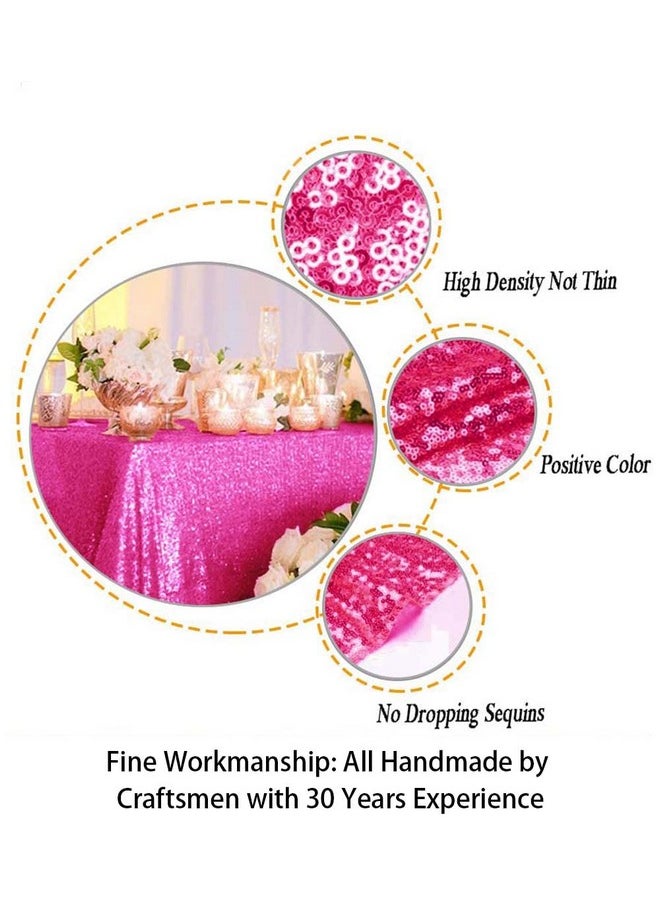 ShinyBeauty 60X102Inchhot Pinksequin Rectangular Tablecloth For Party Cake Dessert Table Polyester Tablecloth Rectangle Outdoor Tablecloth Fuchsia Tablecloth 102Inch Long Tablecloth  - Image 3