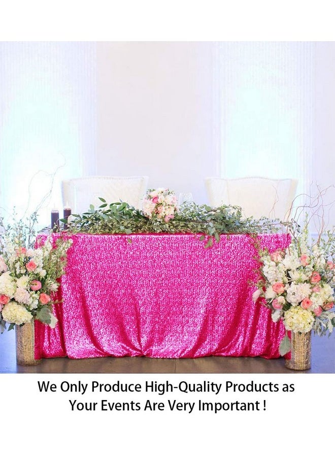 ShinyBeauty 60X102Inchhot Pinksequin Rectangular Tablecloth For Party Cake Dessert Table Polyester Tablecloth Rectangle Outdoor Tablecloth Fuchsia Tablecloth 102Inch Long Tablecloth  - Image 2