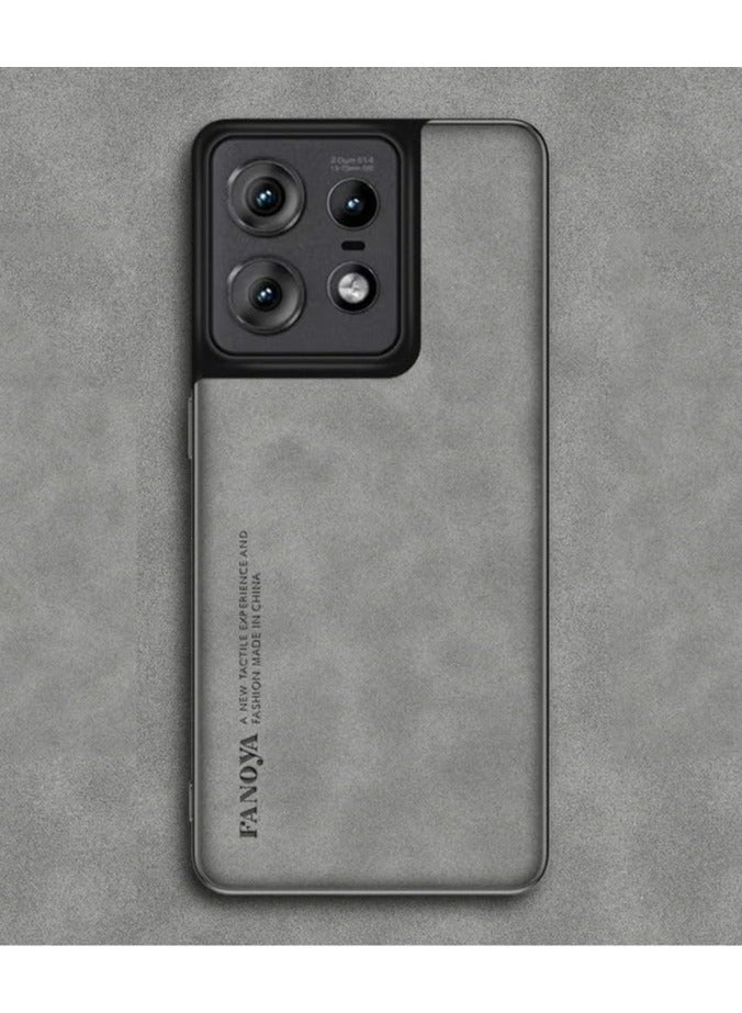 general Case Compatible with Motorola Edge 50 Pro, Plain Leather Case Anti-fingerprint Matte Silicone Bumper Shockproof Protective Back Cover for Motorola Edge 50 Pro - Image 1