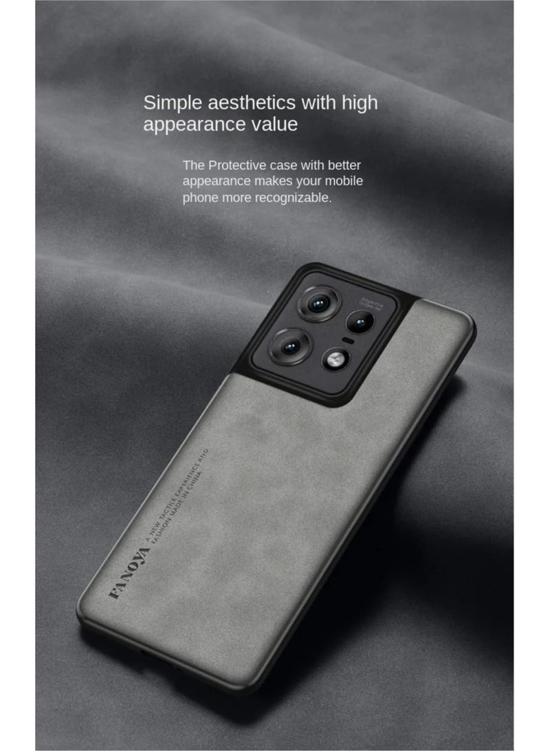 general Case Compatible with Motorola Edge 50 Pro, Plain Leather Case Anti-fingerprint Matte Silicone Bumper Shockproof Protective Back Cover for Motorola Edge 50 Pro - Image 2